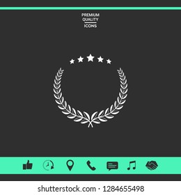 Laurel wreath with five stars - design symbol