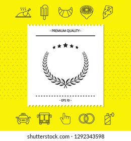 Laurel wreath with five stars - design symbol