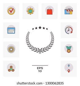 Laurel wreath with five stars - design symbol