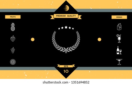 Laurel wreath with five stars - design symbol