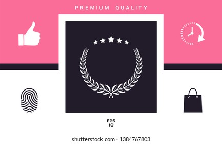 Laurel wreath with five stars - design symbol