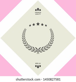 Laurel wreath with five stars - design symbol