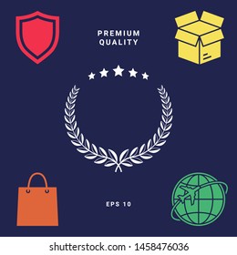 Laurel wreath with five stars - design symbol
