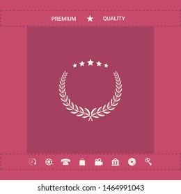 Laurel wreath with five stars - design symbol