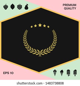 Laurel wreath with five stars - design symbol
