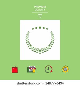 Laurel wreath with five stars - design symbol