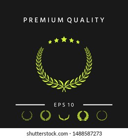 Laurel wreath with five stars - design symbol