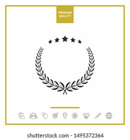 Laurel wreath with five stars - design symbol