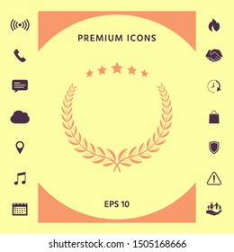 Laurel wreath with five stars - design symbol