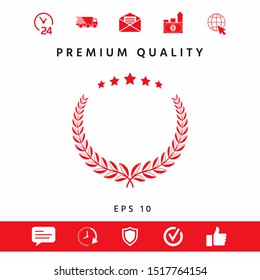 Laurel wreath with five stars - design symbol