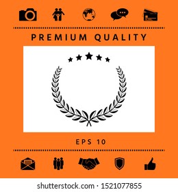 Laurel wreath with five stars - design symbol