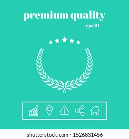 Laurel wreath with five stars - design symbol