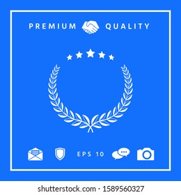 Laurel wreath with five stars - design symbol