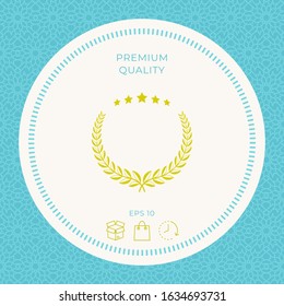 Laurel wreath with five stars - design symbol