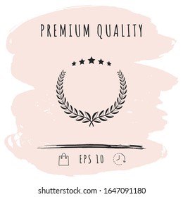 Laurel wreath with five stars - design symbol