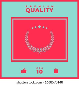 Laurel wreath with five stars - design symbol