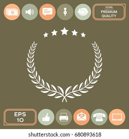Laurel wreath with five stars - design symbol