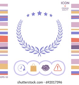 Laurel wreath with five stars - design symbol