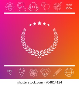Laurel wreath with five stars - design symbol