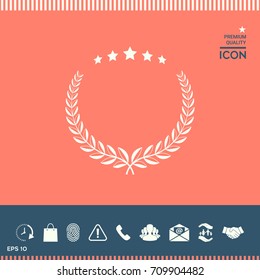 Laurel wreath with five stars - design symbol