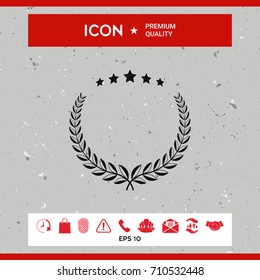 Laurel wreath with five stars - design symbol