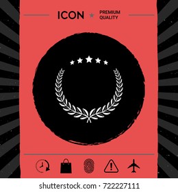 Laurel wreath with five stars - design symbol