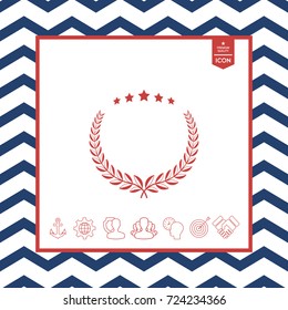 Laurel wreath with five stars - design symbol