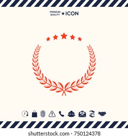 Laurel wreath with five stars - design symbol