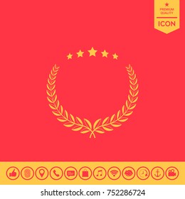 Laurel wreath with five stars - design symbol