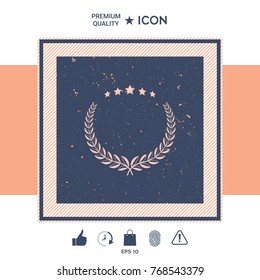Laurel wreath with five stars - design symbol