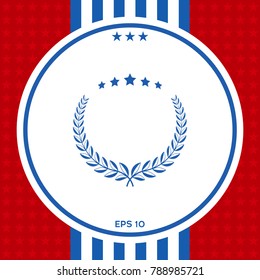 Laurel wreath with five stars - design symbol