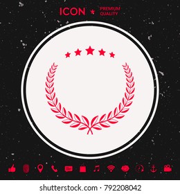 Laurel wreath with five stars - design symbol