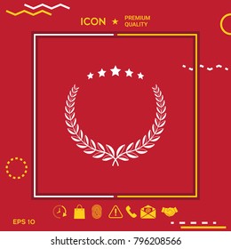 Laurel wreath with five stars - design symbol