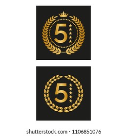 Laurel wreath with five stars. Vector illustration