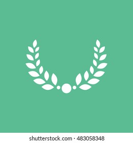 Laurel Wreath Flat Icon On Green Background