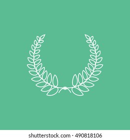 Laurel Wreath Flat Icon On Green Background