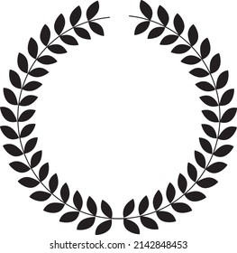 Laurel fue una corona. Icono plano. Símbolo negro de ilustración de vector en fondo blanco.eps
