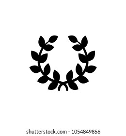 Laurel Wreath. Flat Vector Icon. Simple black symbol on white background