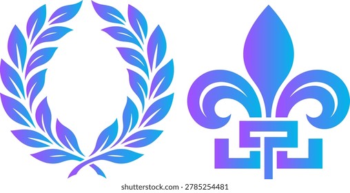 Corona laurel y símbolos