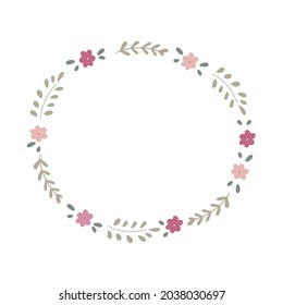 Laurel Wreath Flora vector illustration with colorful flowers and leaves. For banner, poster, greeting card, invitation.
