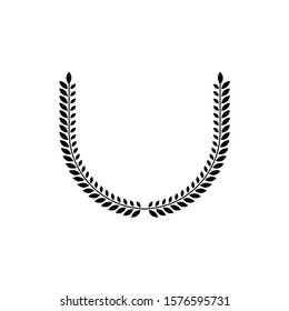 Laurel Wreath floral ancient emblem created in horseshoe shape. Heraldic vector design element. Retro style label, heraldry logo.