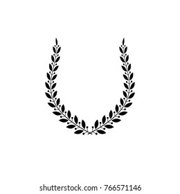 Laurel Wreath floral ancient emblem created in horseshoe shape. Heraldic vector design element. Retro style label, heraldry logo.