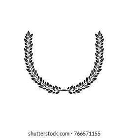 Laurel Wreath floral ancient emblem created in horseshoe shape. Heraldic vector design element. Retro style label, heraldry logo.