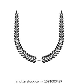 Laurel Wreath floral emblem. Heraldic Coat of Arms decorative logo isolated vector illustration.
