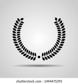 Laurel Wreath floral heraldic element. Heraldic Coat of Arms decorative logo isolated on white background. Wreath leafs crown icon with black color. Vector art and illustration.