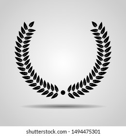 Laurel Wreath floral heraldic element. Heraldic Coat of Arms decorative logo isolated on white background. Wreath leafs crown icon with black color. Vector art and illustration.