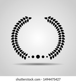 Laurel Wreath floral heraldic element. Heraldic Coat of Arms decorative logo isolated on white background. Wreath leafs crown icon with black color. Vector art and illustration.