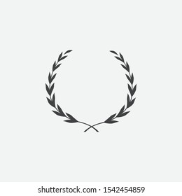 Laurel Wreath floral heraldic element, Heraldic Coat of Arms decorative logo illustration, Vector art and illustration of laurel wreath, Branches of olives, symbol of victory,