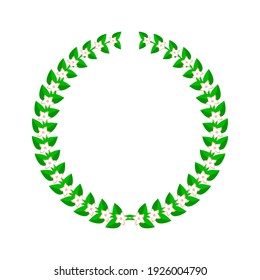 Laurel corona con flores. Ilustración vectorial plana aislada en blanco.