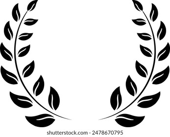 Laurel wreath frame isolated on white background. Border with leaves, wreaths, flower elements. Hand drawn sketch pencil style.